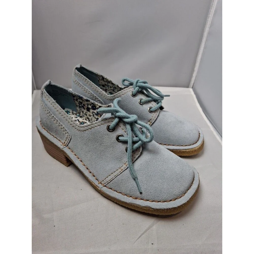 RAMPAGE women's Light Blue Suede Oxford Boat Shoes Loafers Moccasins Size 6.5